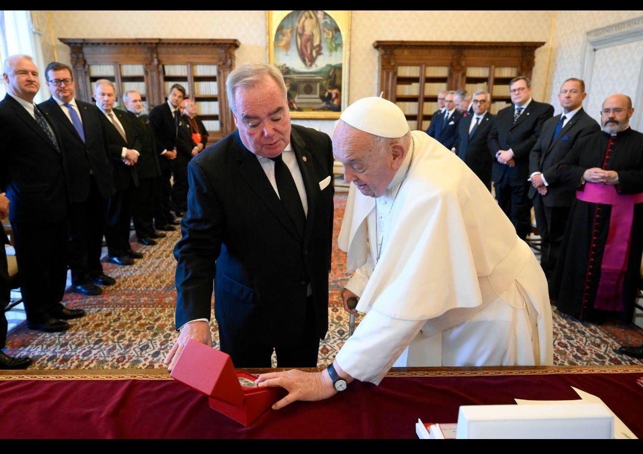 His Most Eminent Highness The Prince and Grand Master at te Official Audience to His Holiness Pope Francis